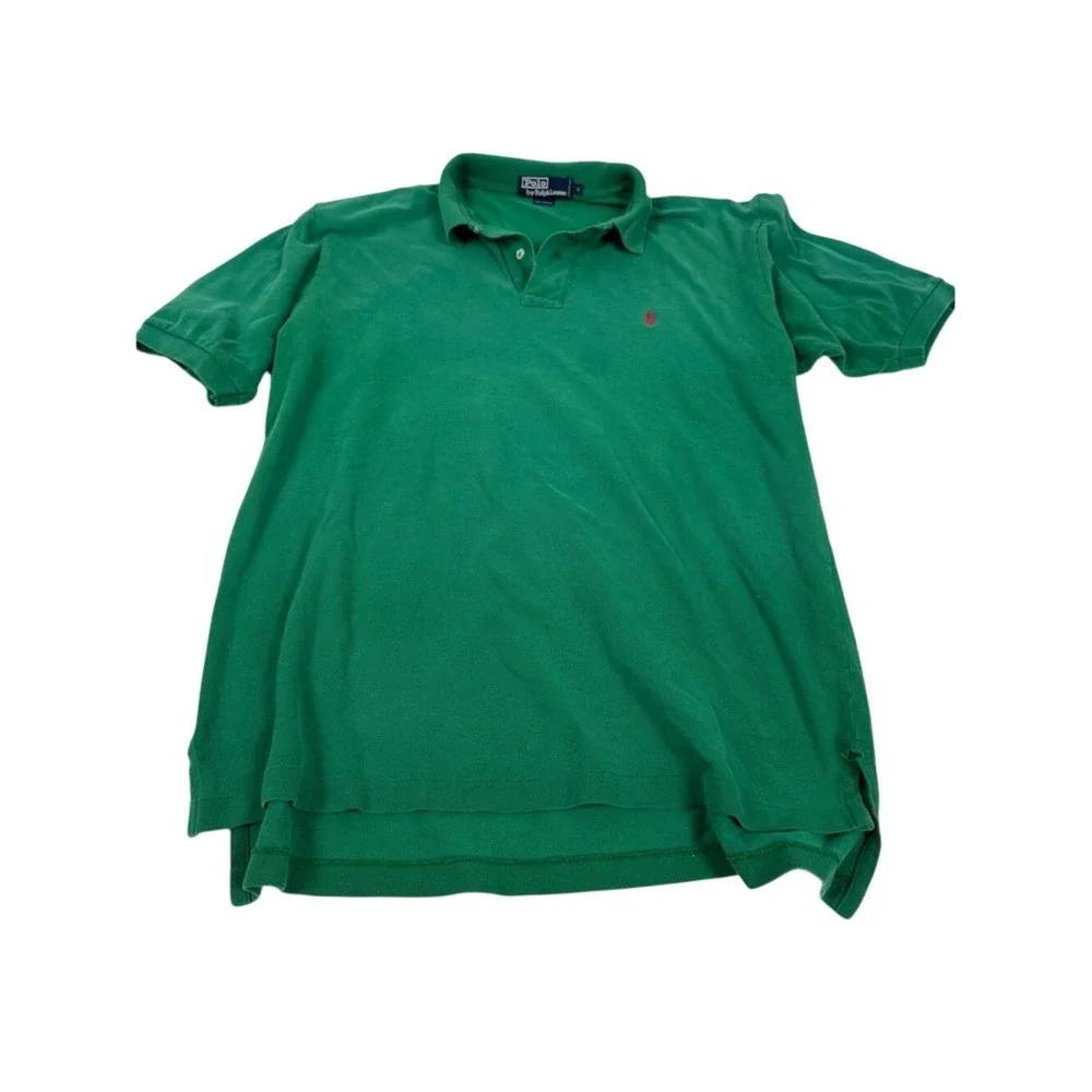 Polo Ralph Lauren Green Classic Fit Polo Shirt Red Pony Men's Large‎ Cotton